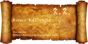 Koncz Károly névjegykártya